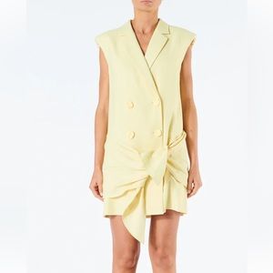 Tibi Linen Viscose Sleeveless Jacket Dress with Removable Tie
